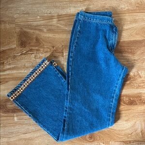 Vintage 70s Women's Jeans with cute embroidery bottom